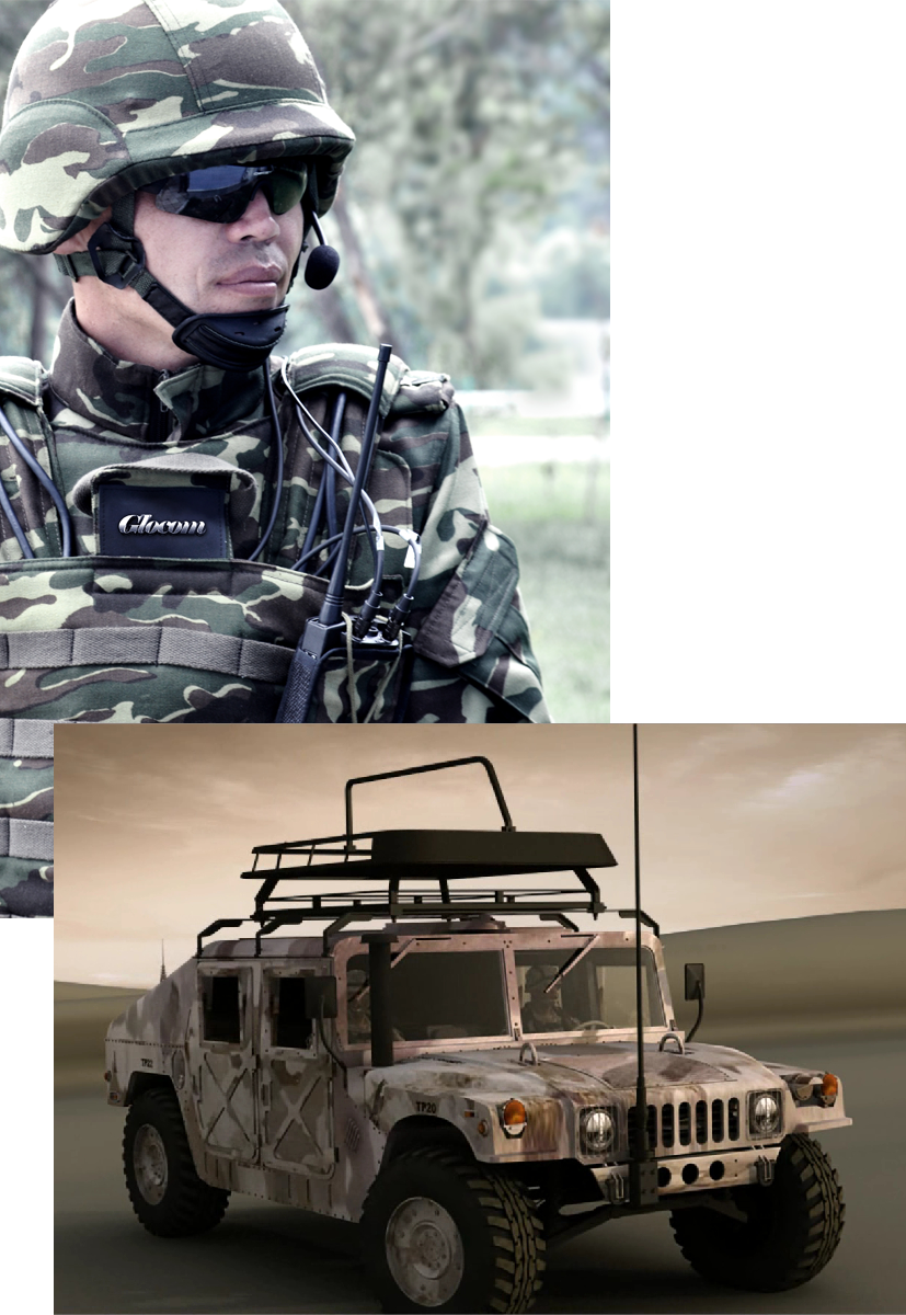 Glocom-equipped soldier & vehicle